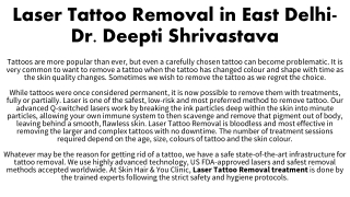 Laser Tattoo Removal in East Delhi-Dr. Deepti Shrivastava