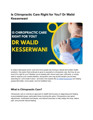 Feel Better Naturally: Chiropractic Guidance from Dr Walid Kesserwani