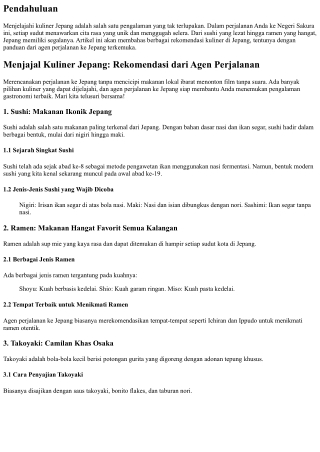 Menjajal Kuliner Jepang: Rekomendasi dari Agen Perjalanan