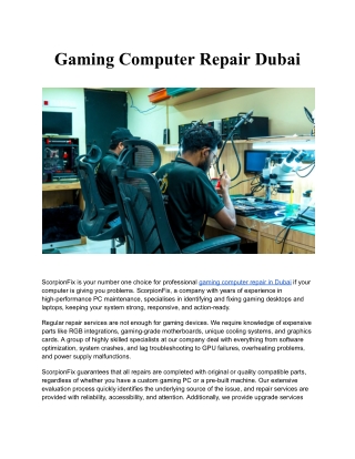 Gaming Computer Repair Dubai
