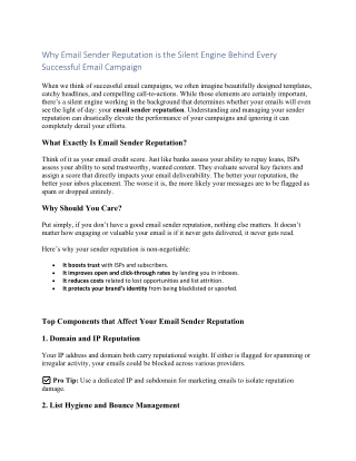 Why Email Sender Reputation is the Silent Engine Behind Every Successful Email Campaign