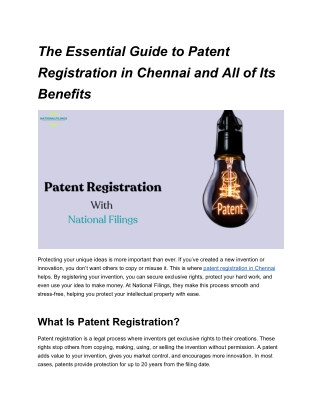 Patent registration in Chennai - Google Docs