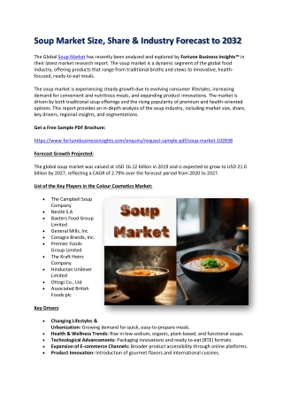 In-Depth Soup Market Share Analysis and Forecast to 2032