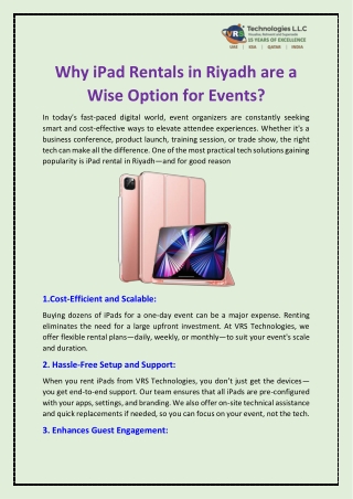 Why iPad Rentals in Riyadh are a Wise Option for Events?