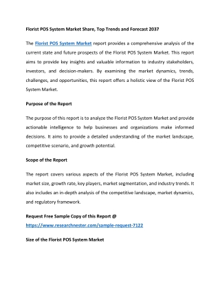 Florist POS System Market Share, Top Trends and Forecast 2037