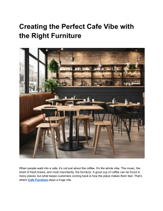 Design Your Dream Café with Smart Cafe Furniture
