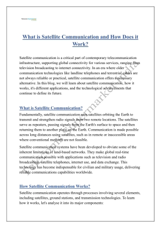 What is Satellite Communication and How Does it Work