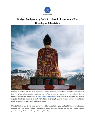 Budget Backpacking To Spiti: How To Experience The Himalayas Affordably