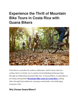 Epic Mountain Bike Tours in Costa Rica | Guana Bikers