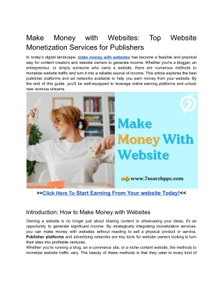 Make Money with Websites_ Top Website Monetization Services for Publishers