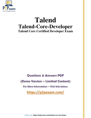 Talend-Core-Developer Questions and Answers pdf dumps
