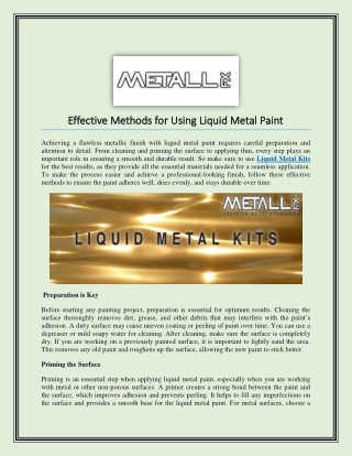 Effective Methods for Using Liquid Metal Paint