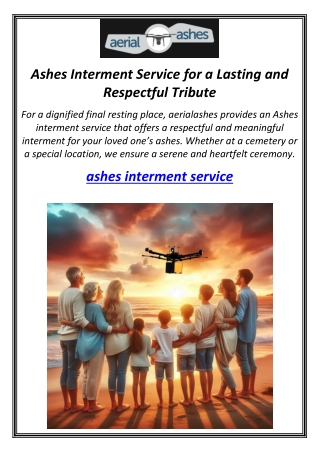 Ashes Interment Service for a Lasting and Respectful Tribute