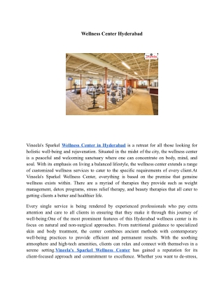 Wellness Center Hyderabad  | Vineela’s Sparkel Wellnes