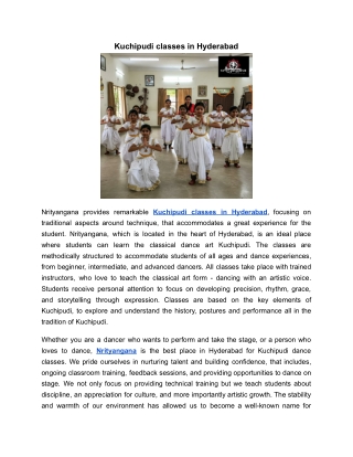 Kuchipudi classes in Hyderabad | Nrityangana