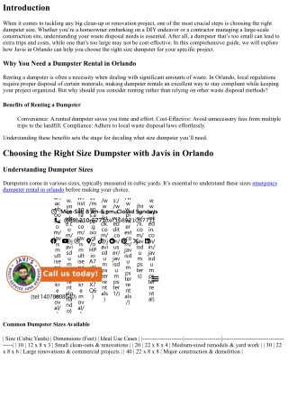 Choosing the Right Size Dumpster with Javis in Orlando
