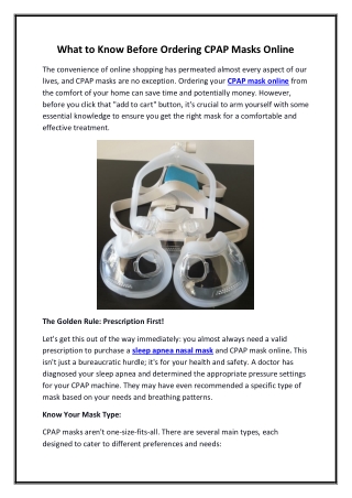 What to Know Before Ordering CPAP Masks Online