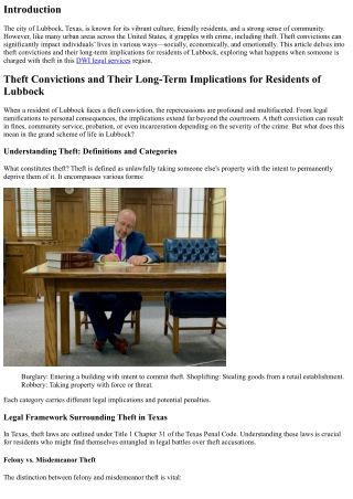 Theft Convictions and Their Long-Term Implications for Residents of Lubbock