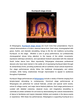 Kuchipudi stage shows | Nrityangana