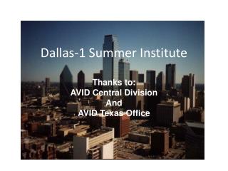 Dallas-1 Summer Institute