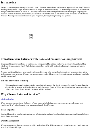 Transform Your Exteriors with Lakeland Pressure Washing Services