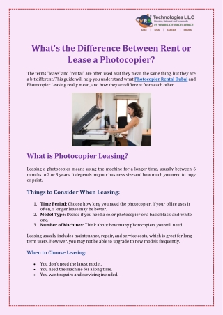 What's the Difference Between Rent or Lease a Photocopier?