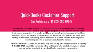 QuickBooks Customer Support: Get Assistance at 1-855-550-0701