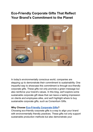 Eco-Friendly Corporate Gifts That Reflect Your Brand's Commitment to the Planet