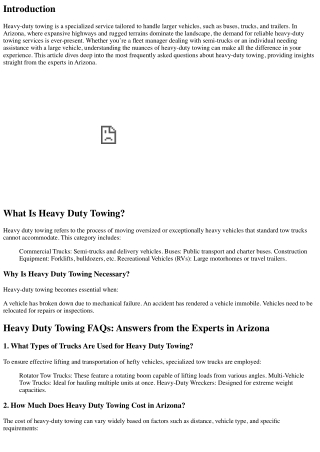 Heavy Duty Towing FAQs: Answers from the Experts in Arizona