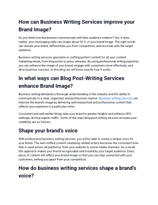 How can Business Writing Services improve your Brand