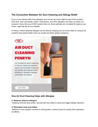 The Connection Between Air Duct Cleaning and Allergy Relief