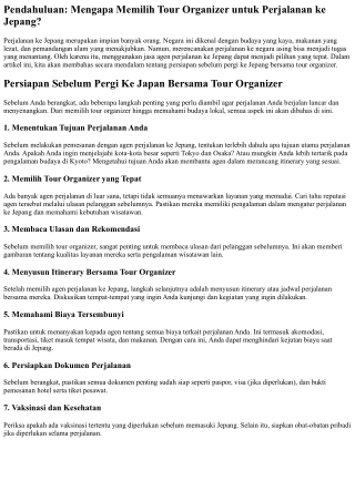 Persiapan Sebelum Pergi Ke Japan Bersama Tour Organizer