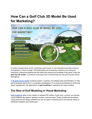 How Can a Golf Club 3D Model Be Used for Marketing_