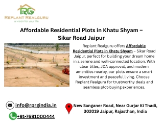 Affordable Residential Plots in Khatu Shyam – Sikar Road Jaipur