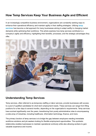 How Temp Services Keep Your Business Agile and Efficien