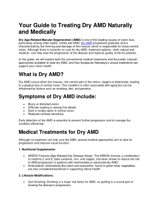 Your Guide to Treating Dry AMD Naturally and Medically