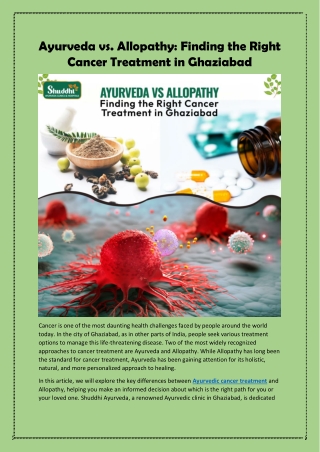 Ayurveda vs. Allopathy Finding the Right Cancer Treatment in Ghaziabad