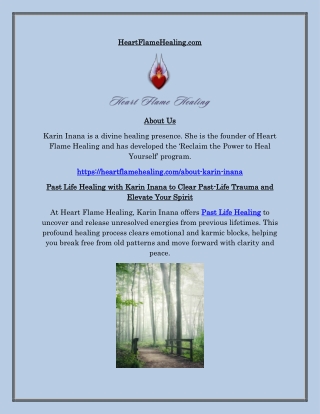 Past Life Healing by Karin Inana for Deep Soul Healing and Personal Transformation