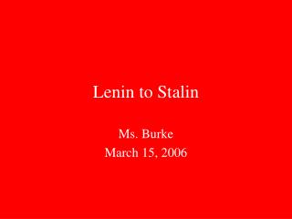 Lenin to Stalin