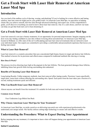 Get a Fresh Start with Laser Hair Removal at American Laser Med Spa