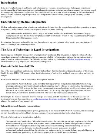 The Role of Technology in Investigating Medical Malpractice Cases
