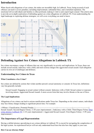 Defending Against Sex Crimes Allegations in Lubbock TX