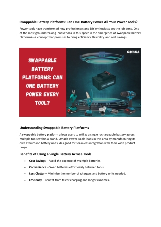Swappable Battery Platforms Can One Battery Power All Your Power Tools