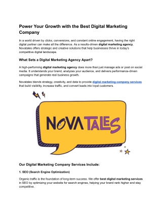Power Your Growth with the Best Digital Marketing Company