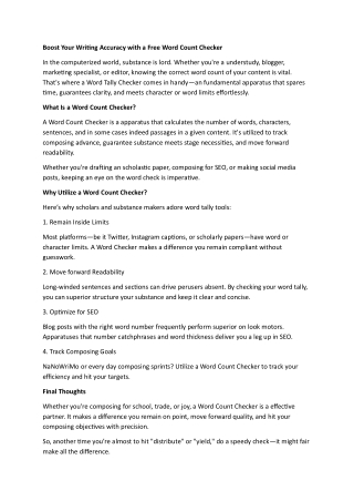 Boost Your Writing Accuracy with a Free Word Count Checker