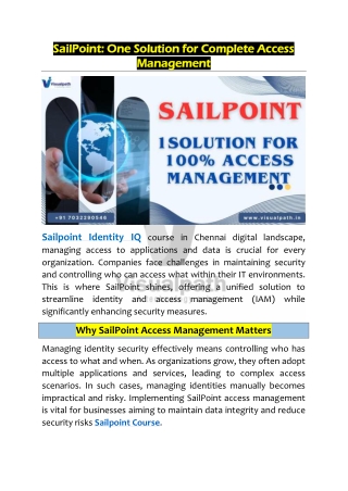 Learn Sailpoint IdentityIQ Course in Chennai Sailpoint Course