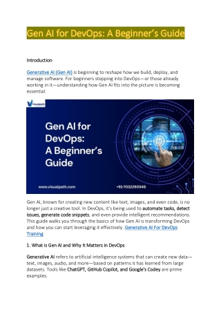 Generative AI For DevOps Training Chennai - Gen AI For DevOps