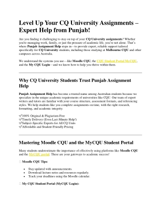 Level Up Your CQ University Assignments