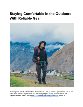 Your Next Trip Needs the Best Outdoor Equipment by Himmaleh