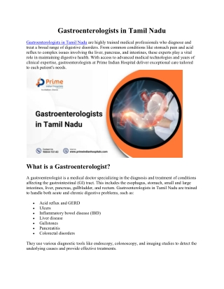 Gastroenterologists in Tamil Nadu